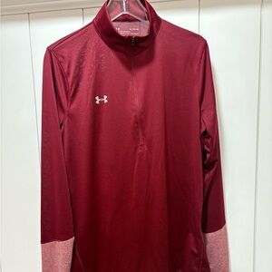 Under Armour Lightweight Gear 1/4 Zip Pullover Maroon Fitted Womens Size XL New